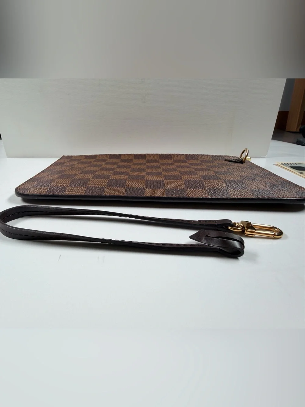 LOUIS VUITTON Damier Ebene Neverfull MM GM Pochette Rose Ballerine
